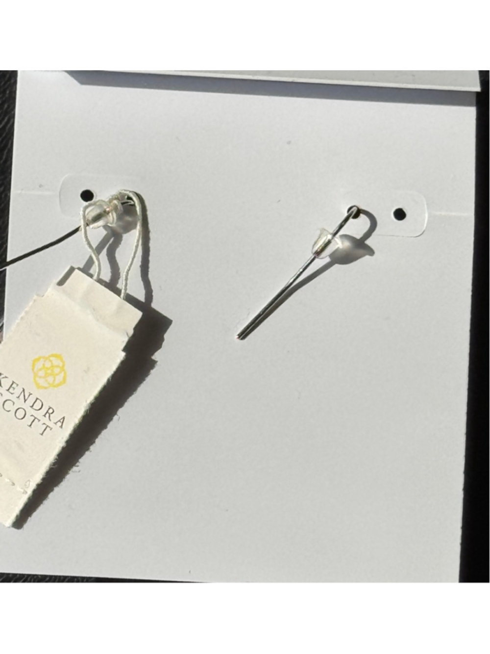 New Kendra Scott rhodium and dichroic glass drop earrings - Picture 7 of 7